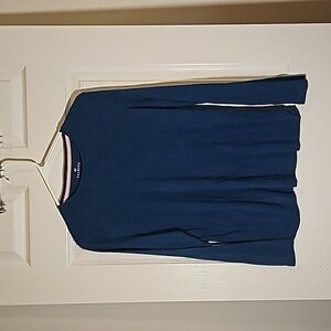 Talbots 100% Pima Cotton Blue Long Sleeve Crew Neck Pullover Shirt Size L